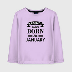 Лонгслив хлопковый детский Legends are born in january, цвет: лаванда