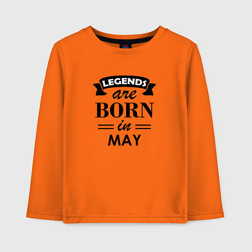 Детский лонгслив Legends are born in May / Оранжевый – фото 1