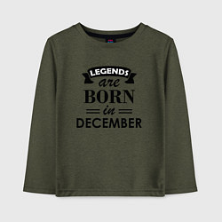 Лонгслив хлопковый детский Legends are born in december, цвет: меланж-хаки