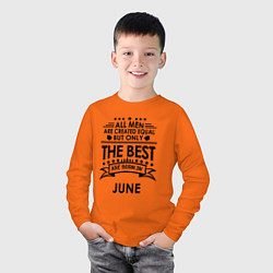 Лонгслив хлопковый детский Лучшие рождаются в июне, цвет: оранжевый — фото 2