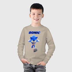 Лонгслив хлопковый детский SONIC, цвет: миндальный — фото 2