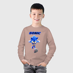 Лонгслив хлопковый детский SONIC, цвет: пыльно-розовый — фото 2