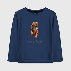 Лонгслив хлопковый детский Bear time, цвет: тёмно-синий