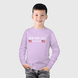 Лонгслив хлопковый детский NEW YORK, цвет: лаванда — фото 2