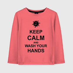 Лонгслив хлопковый детский Keep Calm & Wash Hands, цвет: коралловый