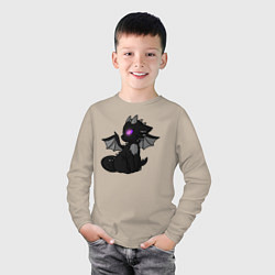 Лонгслив хлопковый детский Эндар дракон, цвет: миндальный — фото 2
