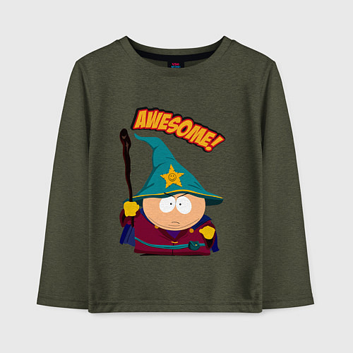 Детский лонгслив CARTMAN / Меланж-хаки – фото 1