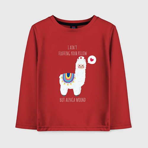 Детский лонгслив Альпака-медсестра / Красный – фото 1