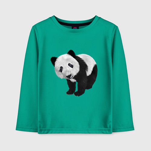 Детский лонгслив Панда / Зеленый – фото 1