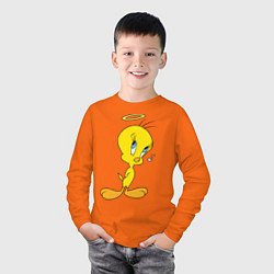 Лонгслив хлопковый детский Твити, цвет: оранжевый — фото 2