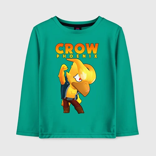 Детский лонгслив BRAWL STARS CROW PHOENIX / Зеленый – фото 1