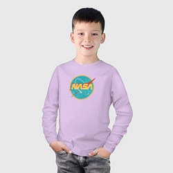 Лонгслив хлопковый детский NASA винтажный логотип, цвет: лаванда — фото 2