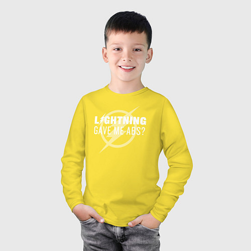 Детский лонгслив Lightning Gave Me Abs? / Желтый – фото 3