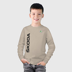 Лонгслив хлопковый детский Skoda, цвет: миндальный — фото 2