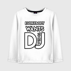 Лонгслив хлопковый детский Everybody Wants to be a Dj, цвет: белый