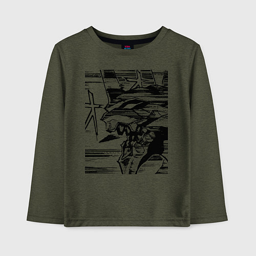 Детский лонгслив Ева Евангелион / Меланж-хаки – фото 1