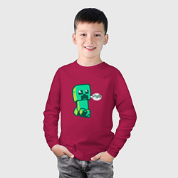 Лонгслив хлопковый детский MINERCRAFT CREEPER, цвет: маджента — фото 2