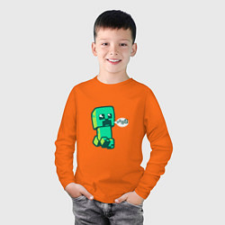 Лонгслив хлопковый детский MINERCRAFT CREEPER, цвет: оранжевый — фото 2