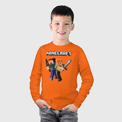Лонгслив хлопковый детский MINECRAFT, цвет: оранжевый — фото 2