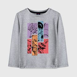 Лонгслив хлопковый детский Аска и Синдзи, Евангелион, цвет: меланж
