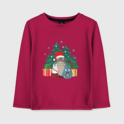Лонгслив хлопковый детский New Year Totoro, цвет: маджента