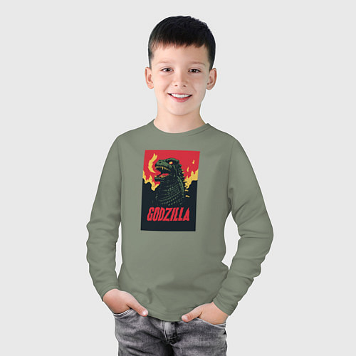 Детский лонгслив Godzilla / Авокадо – фото 3