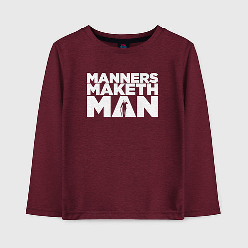Детский лонгслив Manners maketh man / Меланж-бордовый – фото 1