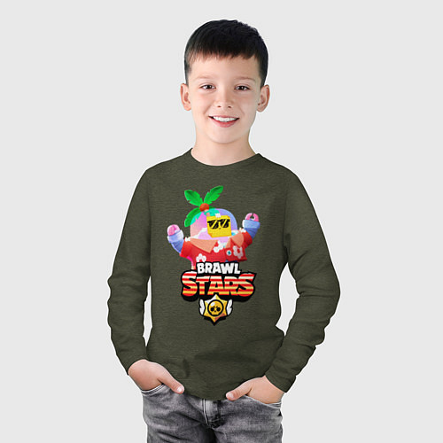 Детский лонгслив BRAWL STARS TROPICAL SPROUT / Меланж-хаки – фото 3