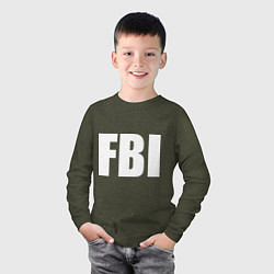 Лонгслив хлопковый детский FBI, цвет: меланж-хаки — фото 2