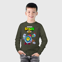 Лонгслив хлопковый детский BRAWL STARS NANI, цвет: меланж-хаки — фото 2