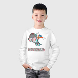 Лонгслив хлопковый детский Donald Skateboarding, цвет: белый — фото 2
