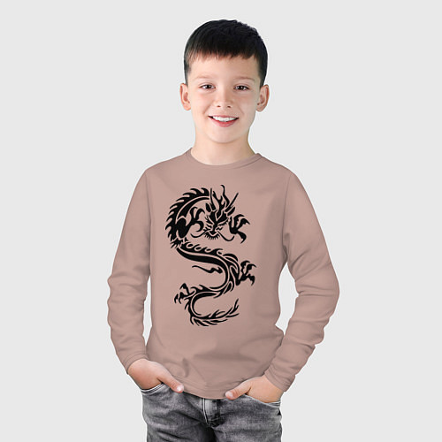 Детский лонгслив Дракон орнамент / Пыльно-розовый – фото 3