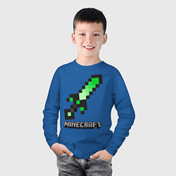 Лонгслив хлопковый детский МЕЧ MINECRAFT, цвет: синий — фото 2