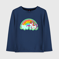 Детский лонгслив Единорог с радугой