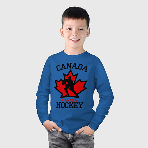 Детский лонгслив Canada Hockey / Синий – фото 3