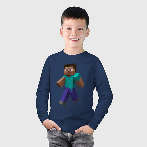 Детский лонгслив Minecraft персонаж / Тёмно-синий – фото 3