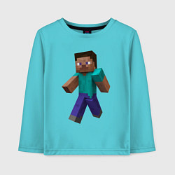 Лонгслив хлопковый детский Minecraft персонаж, цвет: бирюзовый