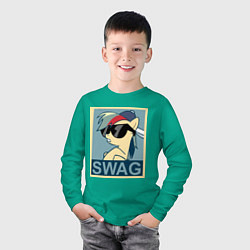 Лонгслив хлопковый детский Rainbow Dash swag, цвет: зеленый — фото 2