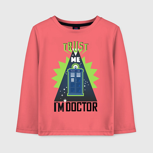 Детский лонгслив Trust me, i'm doctor who / Коралловый – фото 1
