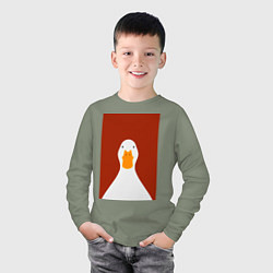 Лонгслив хлопковый детский Утка, цвет: авокадо — фото 2