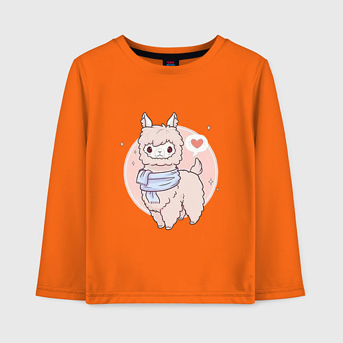 Детский лонгслив Милая лама / Оранжевый – фото 1