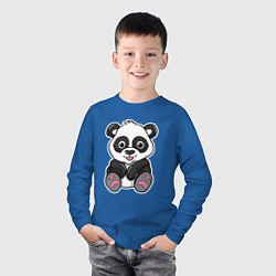Лонгслив хлопковый детский Панда, цвет: синий — фото 2