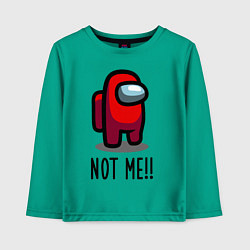Лонгслив хлопковый детский Among Us, Not Me!, цвет: зеленый