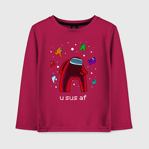 Детский лонгслив Among Us, u sus af / Маджента – фото 1