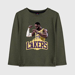 Лонгслив хлопковый детский LeBron - Lakers, цвет: меланж-хаки