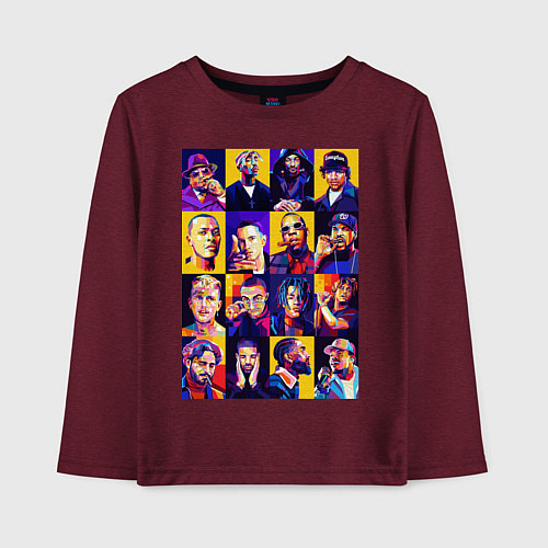 Детский лонгслив Легенды Рэпа / Меланж-бордовый – фото 1