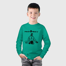 Лонгслив хлопковый детский Ахмат боец, цвет: зеленый — фото 2