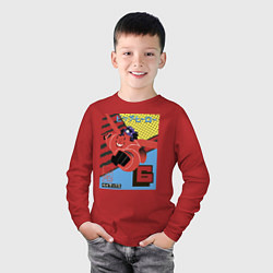 Лонгслив хлопковый детский Бэймакс Город Героев 6, цвет: красный — фото 2