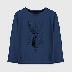 Лонгслив хлопковый детский Polygonal deer, цвет: тёмно-синий