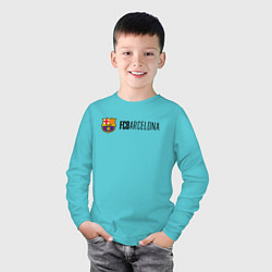 Лонгслив хлопковый детский Barcelona FC, цвет: бирюзовый — фото 2